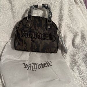 Von Dutch Camo bowling type bag  in Olive and Black